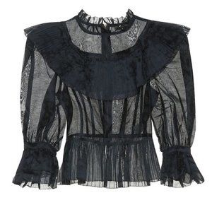 Ulla Johnson Edna Blouse Midnight Size 6 Ruffle